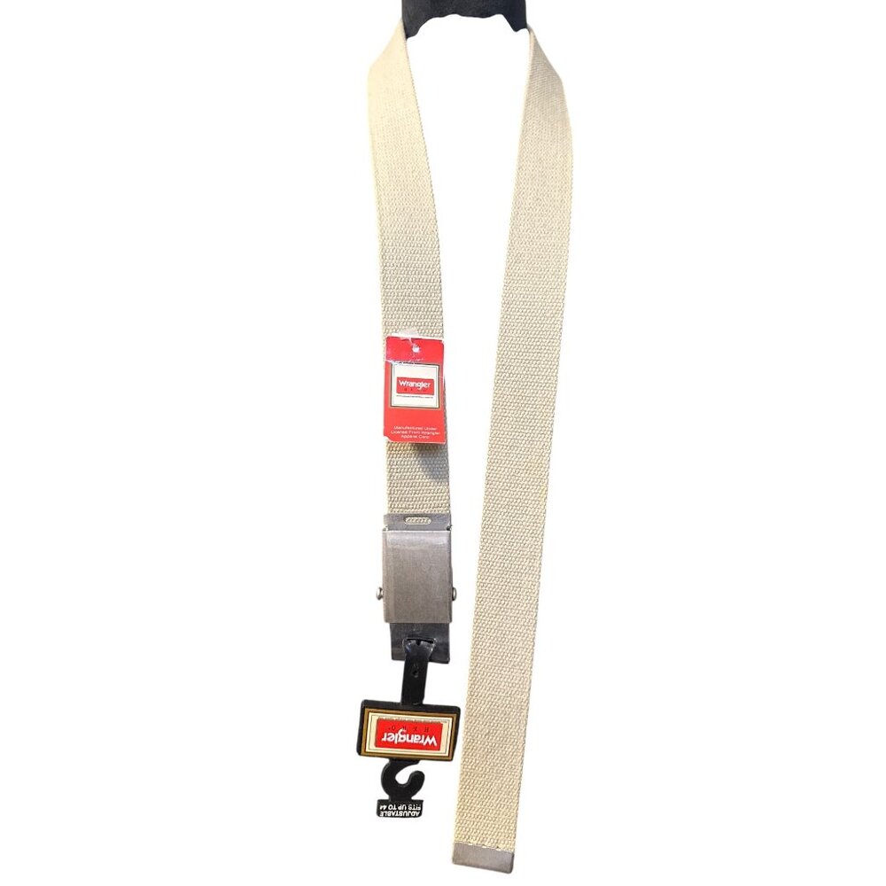 Wrangler Hero Adjustable Belt Fits Up To Size 44 Beige Cotton With Metal Buckle